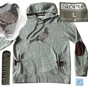 Staple Mosaic Embroidered Pigeon Hoodie Men's Sz L